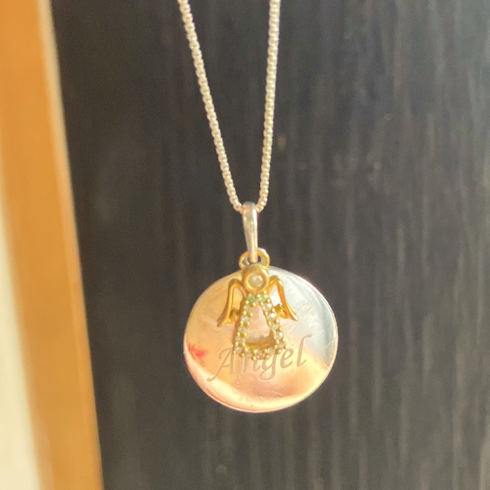 Dainty necklace with angel pendant
